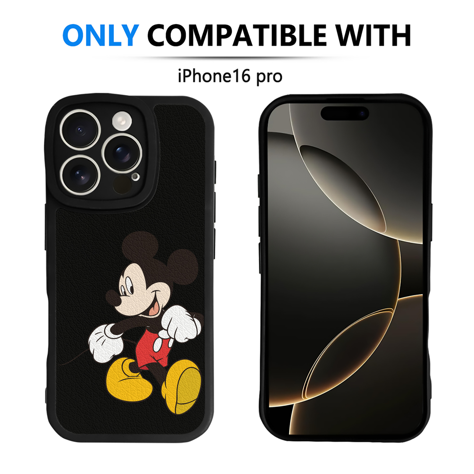 （画像用） ミッキーマウス Mickey Mouse 【iPhone 16シリーズ対応】シリコンスマホケース（レザー調） 材質：シリコン